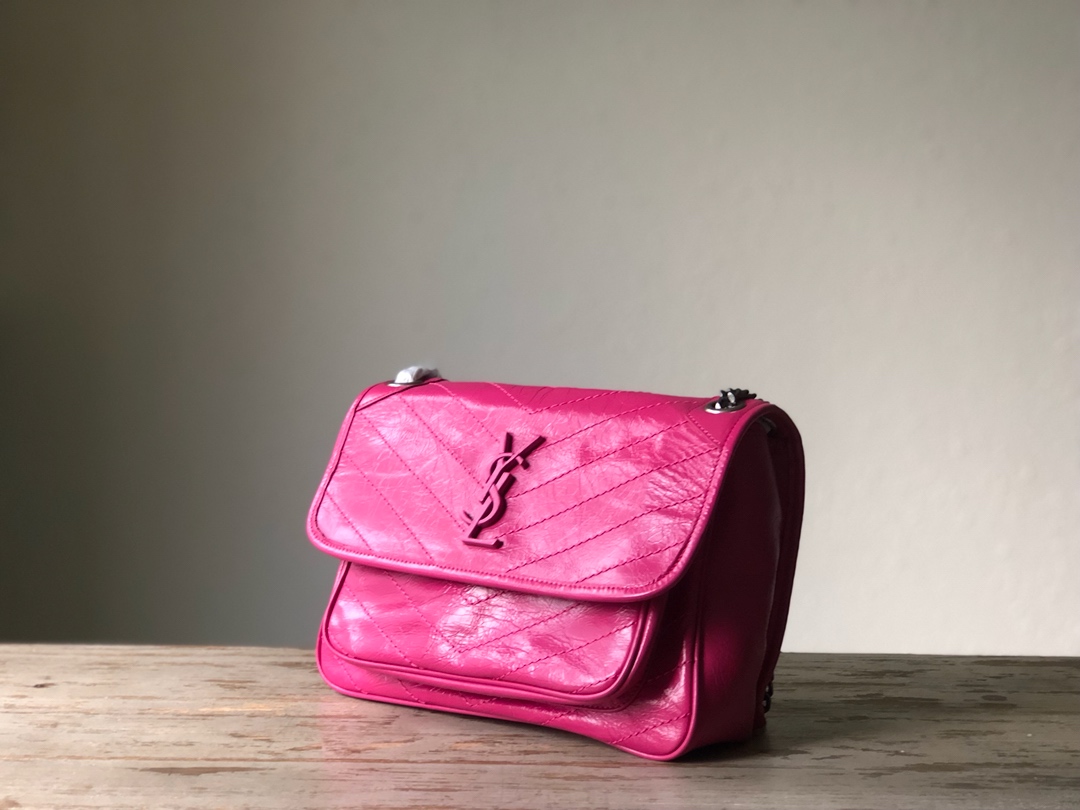 Y51 niki medium crinkled vintage leather neon pink 4988940 28 x 20 x 8 cm