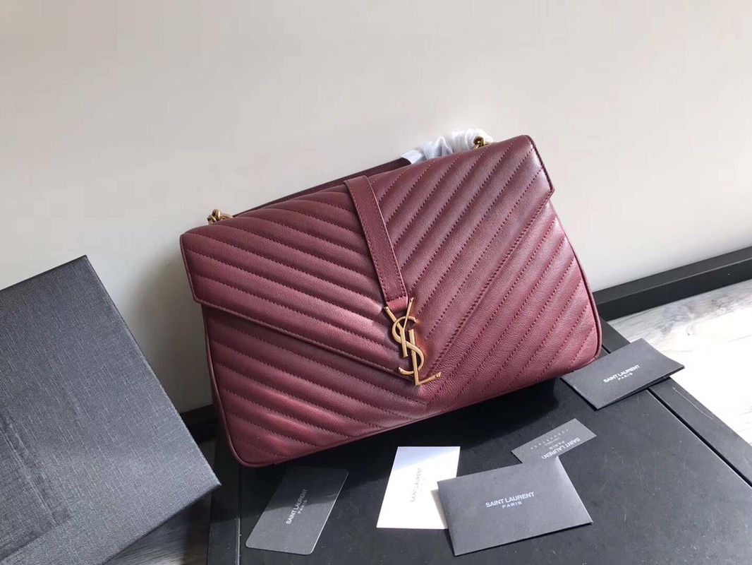 Y51 large college tote leather gold metal burgundy 392738 32 x 21 x 8 cm