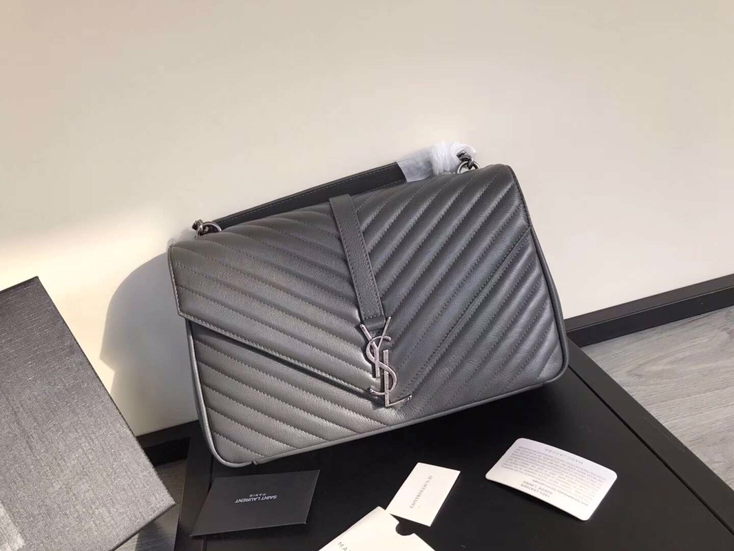 Y51 large college tote leather silver metal gray 392738 32 x 21 x 8 cm