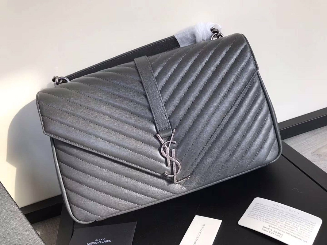 Y51 large college tote leather silver metal gray 392738 32 x 21 x 8 cm