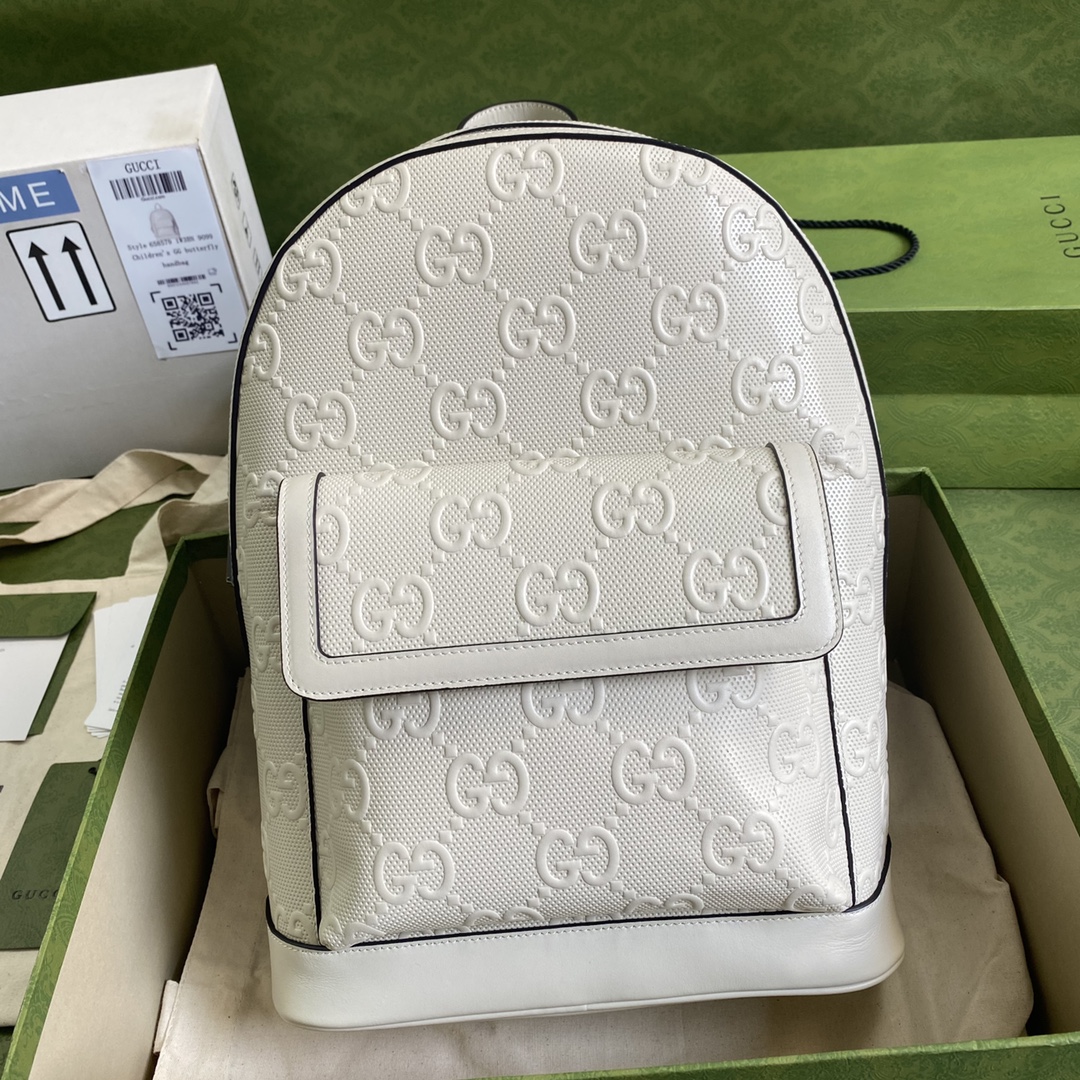 Gvc*1 gg embossed backpack white 658579 27 × 37 × 13 cm