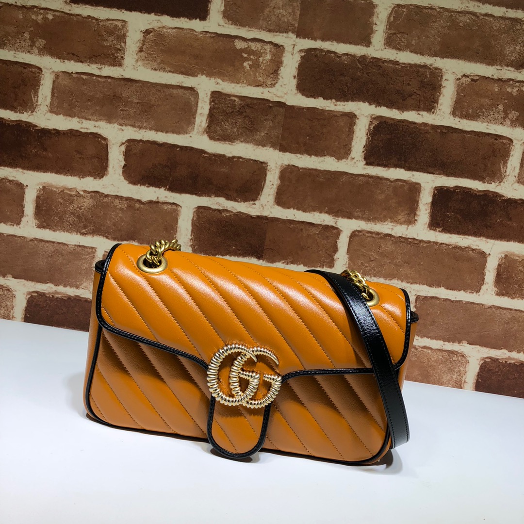 Gvc*1 gg marmont small shoulder bag brown/black ‎443497 26 x 15 x 7 cm