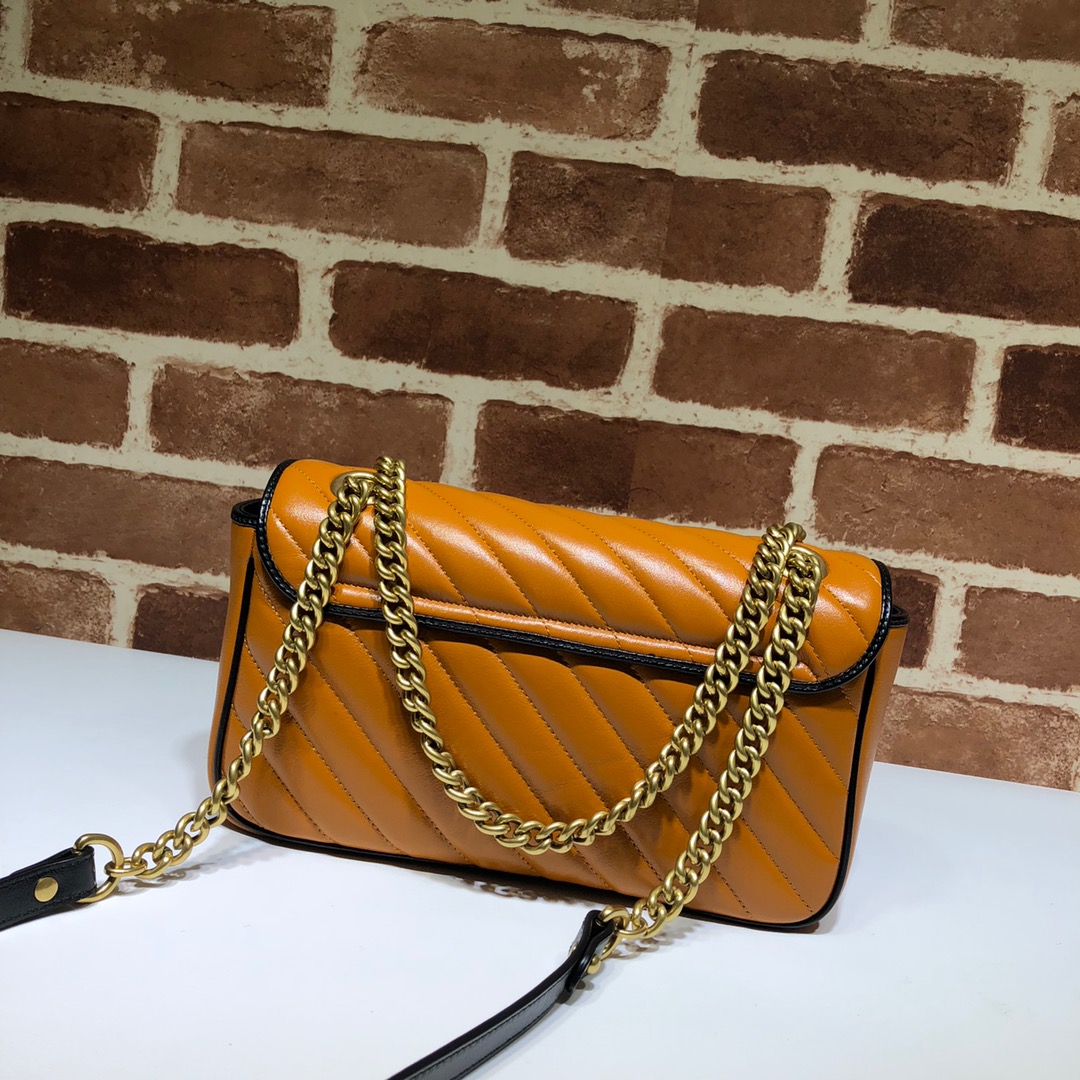 Gvc*1 gg marmont small shoulder bag brown/black ‎443497 26 x 15 x 7 cm