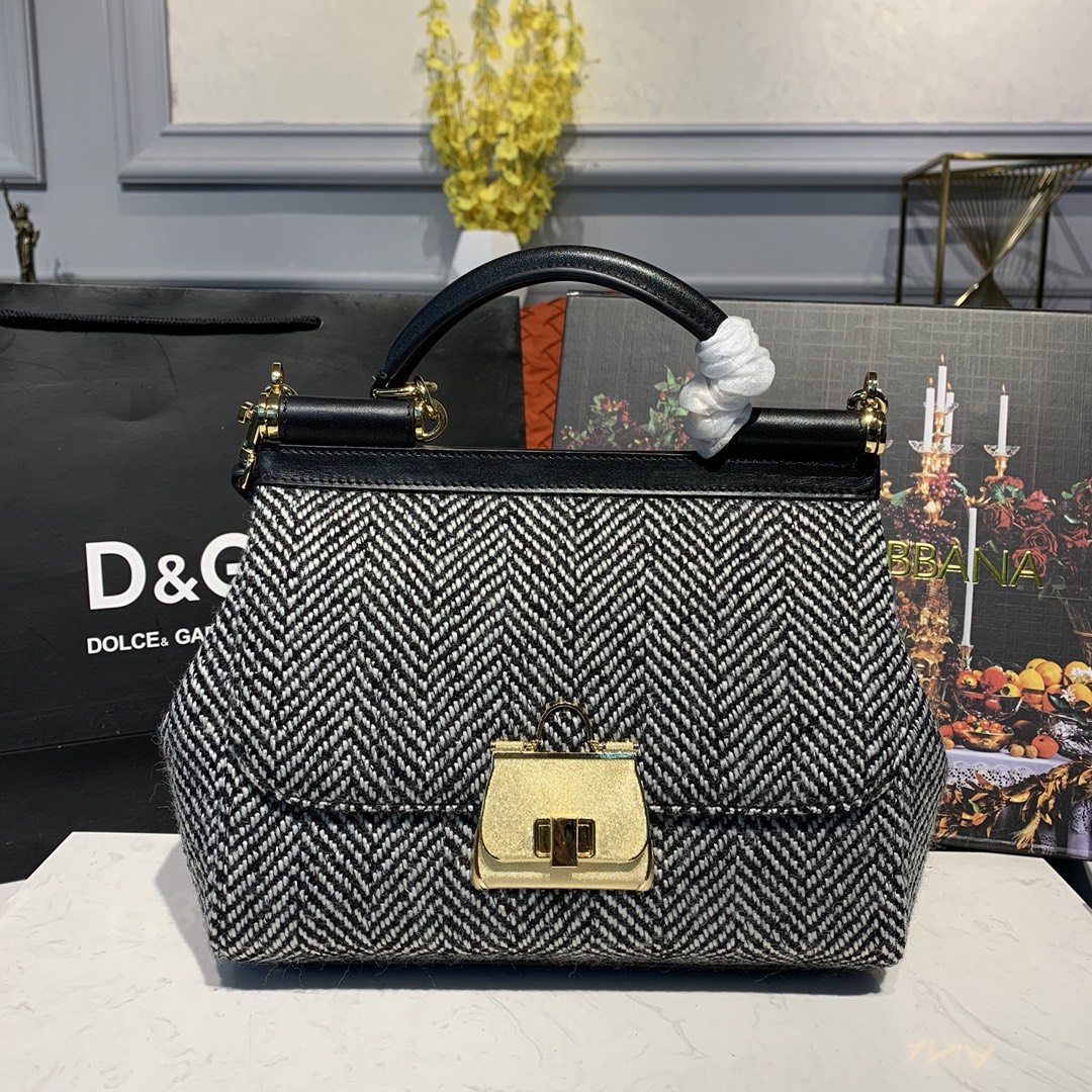 DOLCE & GABBANA Medium Dauphine Leather Sicily Bag BB6002 25 x 12 x 22 cm