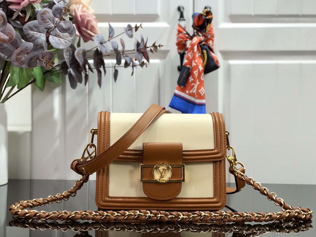 l0vis Vvtt0n mini dauphine epi leather cream m55964 20 x 15 x 9 cm