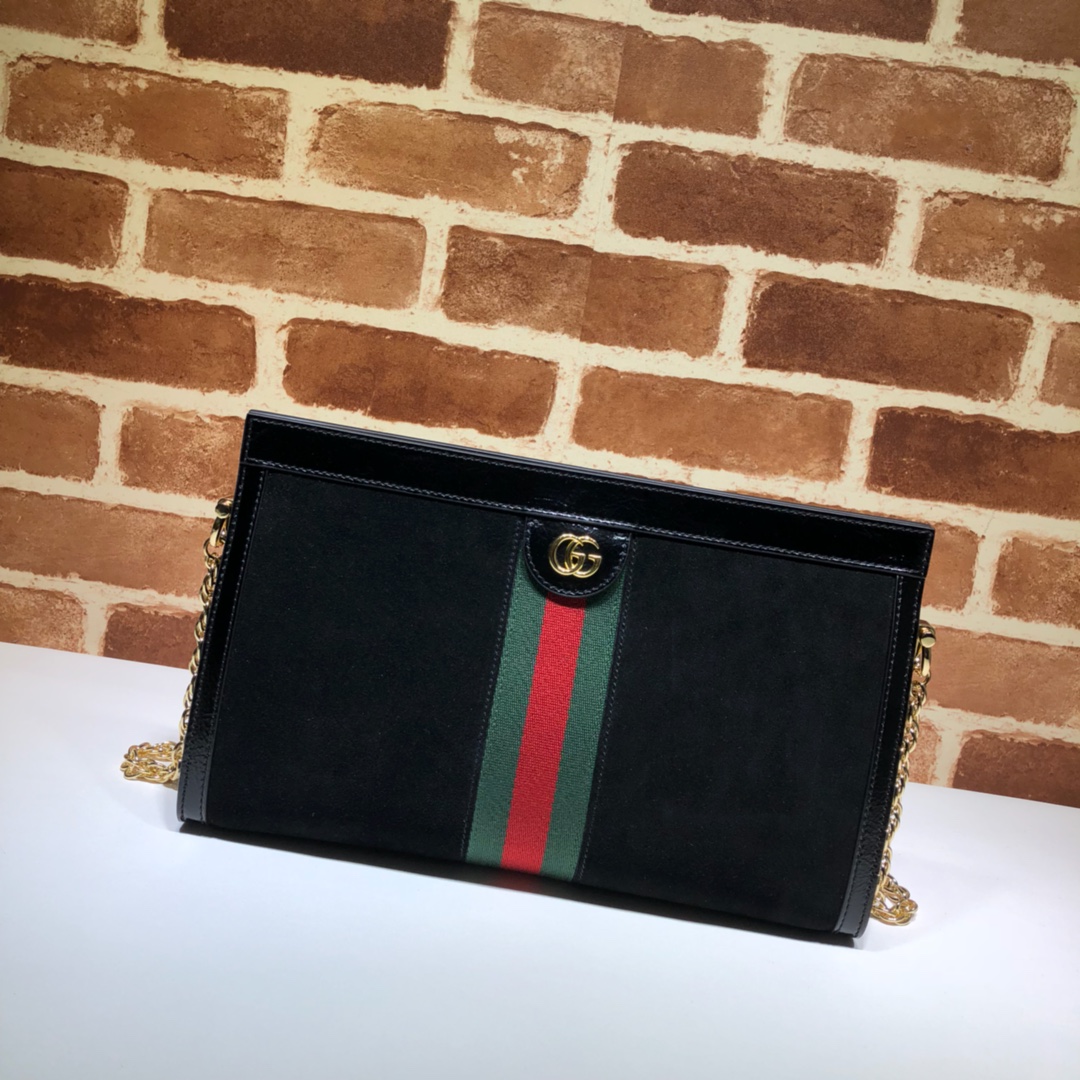 Gvc*1 medium ophidia gg shoulder bag in velvet black 503876 32.5 x 20 x 10 cm