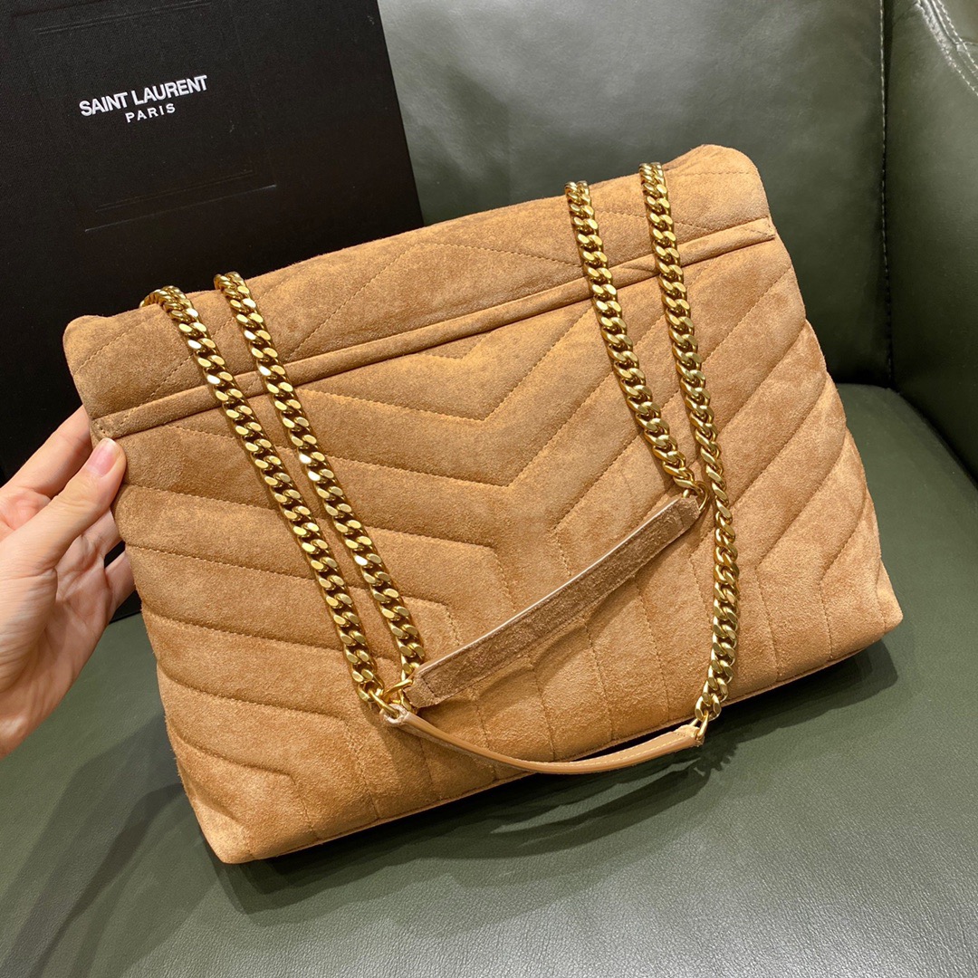 Y51 medium loulou in matelassé "y" cinnamon suede 5749461 32 x 22 x 12 cm