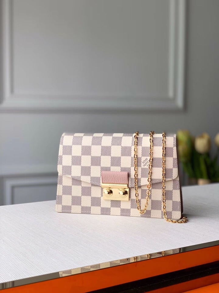 l0vis Vvtt0n croisette chain wallet damier azur rose pink n60357 21 x 13.5 x 5 cm