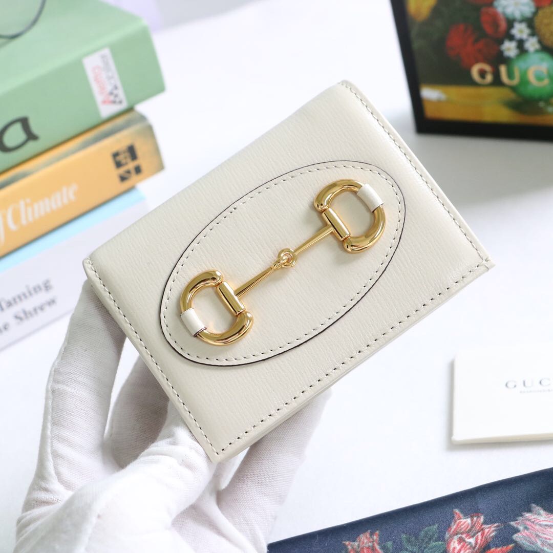 Gvc*1 horsebit 1955 card case wallet leather white ‎621887 11 x 8.5 x 3 cm