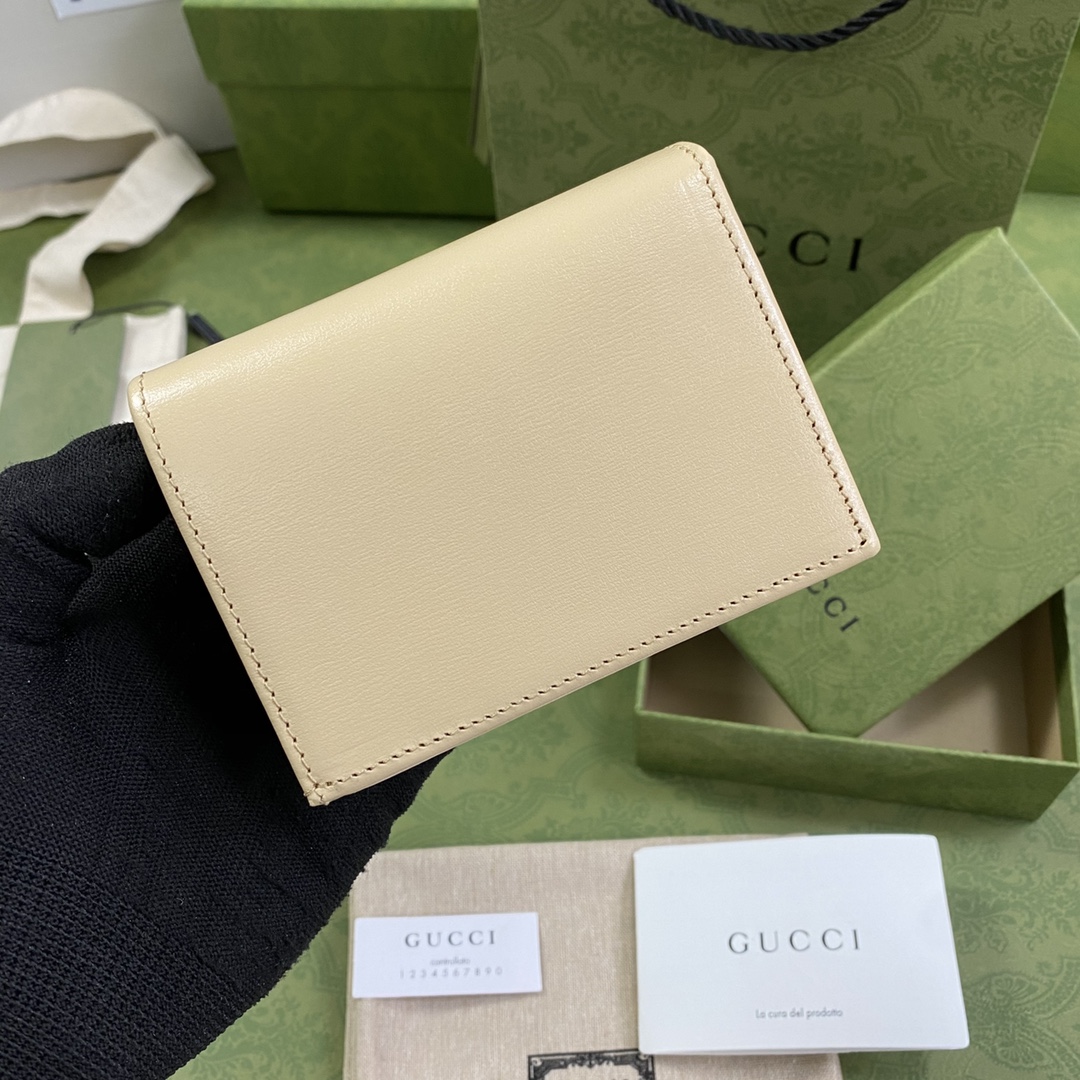 Gvc*1 horsebit 1955 card case wallet leather cream ‎621887 11 x 8.5 x 3 cm