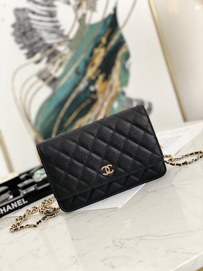 Ch**el wallet on chain black ap2298 19.2 × 12.3 x 3.5 cm