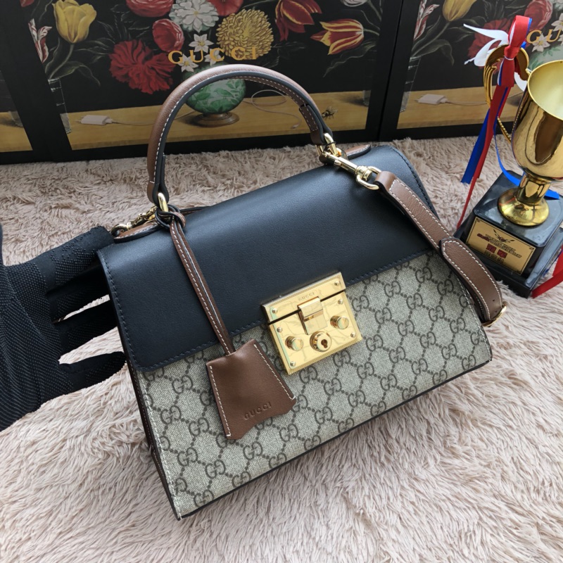 Gvc*1 padlock small top handle bag gg svp*me leather black 453188 28 x 19 x 11 cm