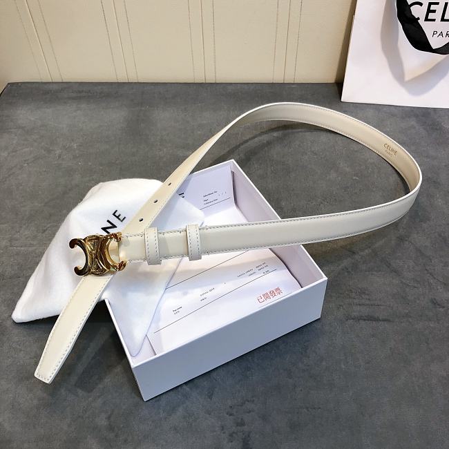 Ce1i*e cowhide leather belt white size 2.5 cm