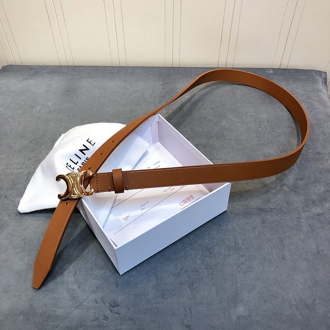 Ce1i*e cowhide leather belt brown size 2.5 cm