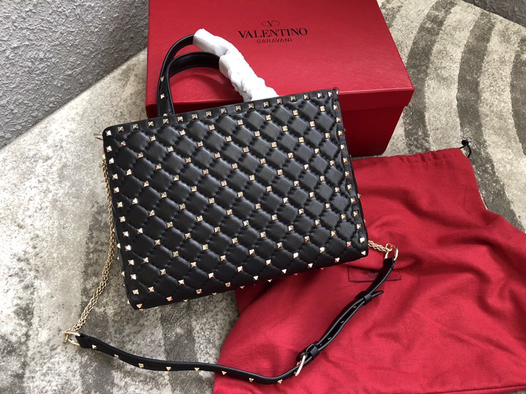 Va1e*ntin0 garavani rockstud spike tote bag black 26 x 13 x 20 cm
