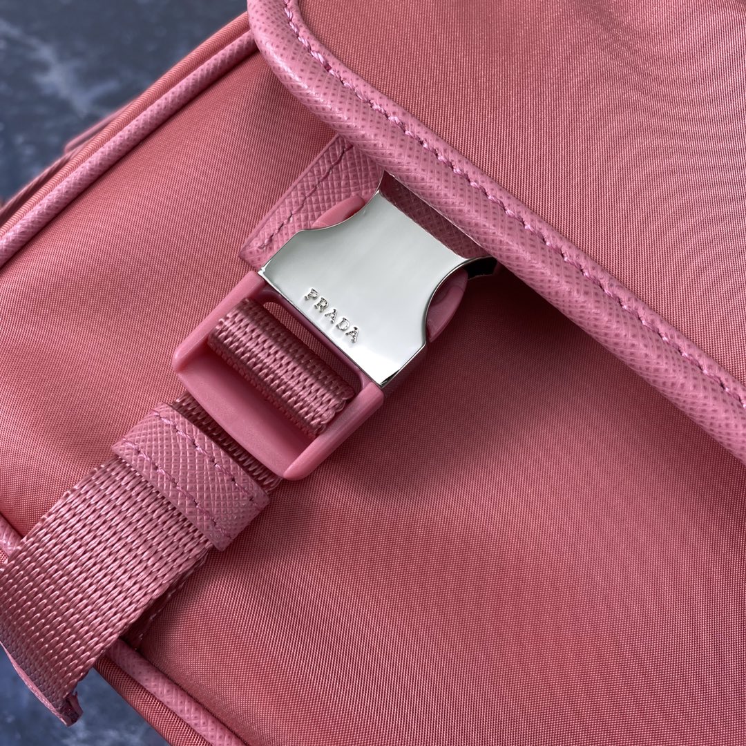 Pra*a re-nylon/saffiano leather shoulder bag pink 2vd034 16 x 22 x 8.5 cm