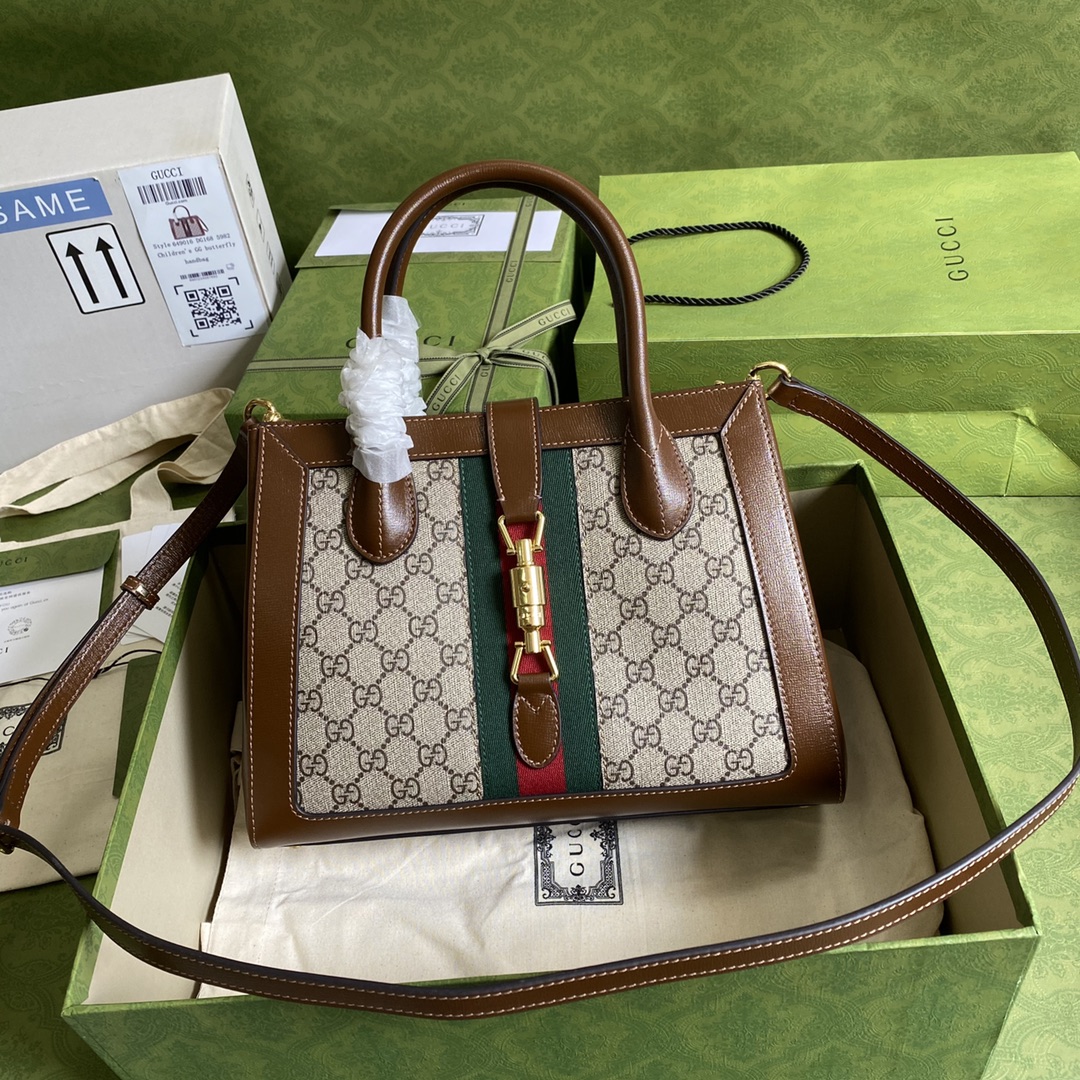 Gvc*1 jackie 1961 medium tote bag gg canvas 649016 30 x 24 x 12 cm