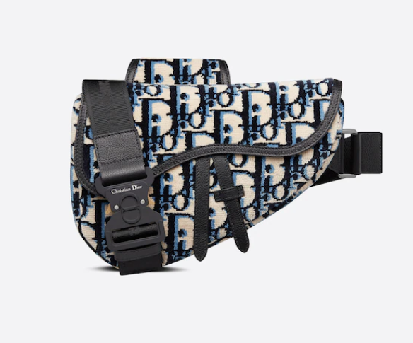 D10r beige black and navy blue D10r oblique tapestry and black grained calfskin 26cm