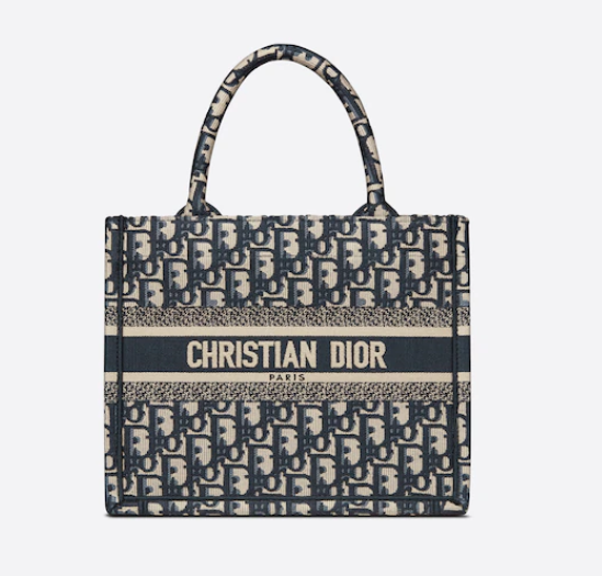D10r  small D10r book tote blue D10r oblique embroidery m1296 26.5 cm