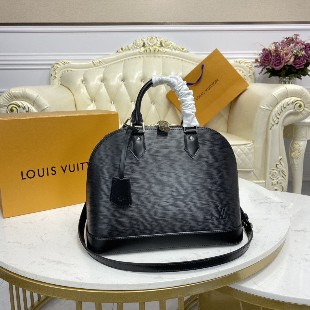 l0vis Vvtt0n alma bb stripe epi leather noir - m40862 - 24x11.5x18cm