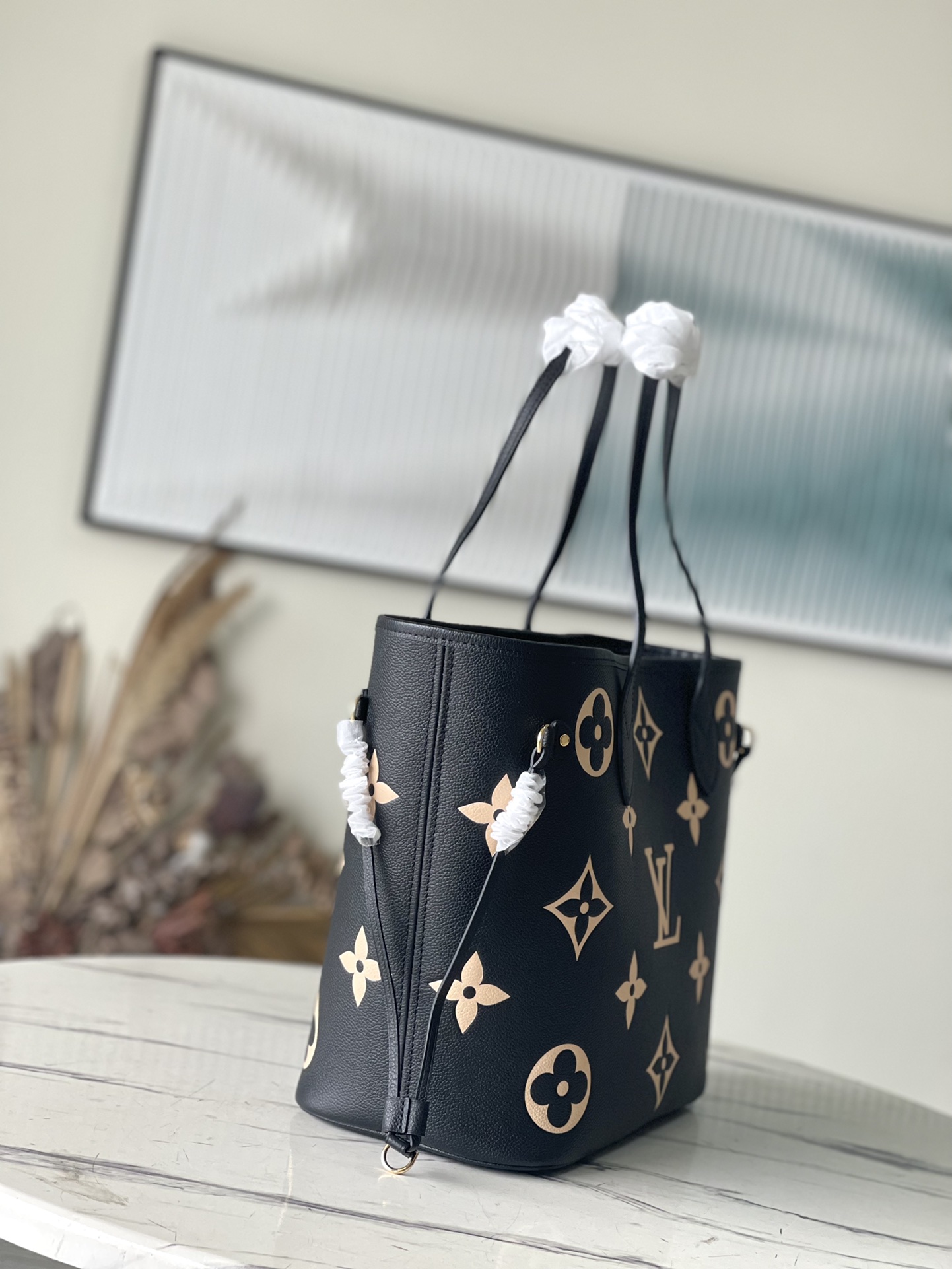 LV Neverfull MM BLACK LEATHER M58907 - 31 x 28 x 14 cm