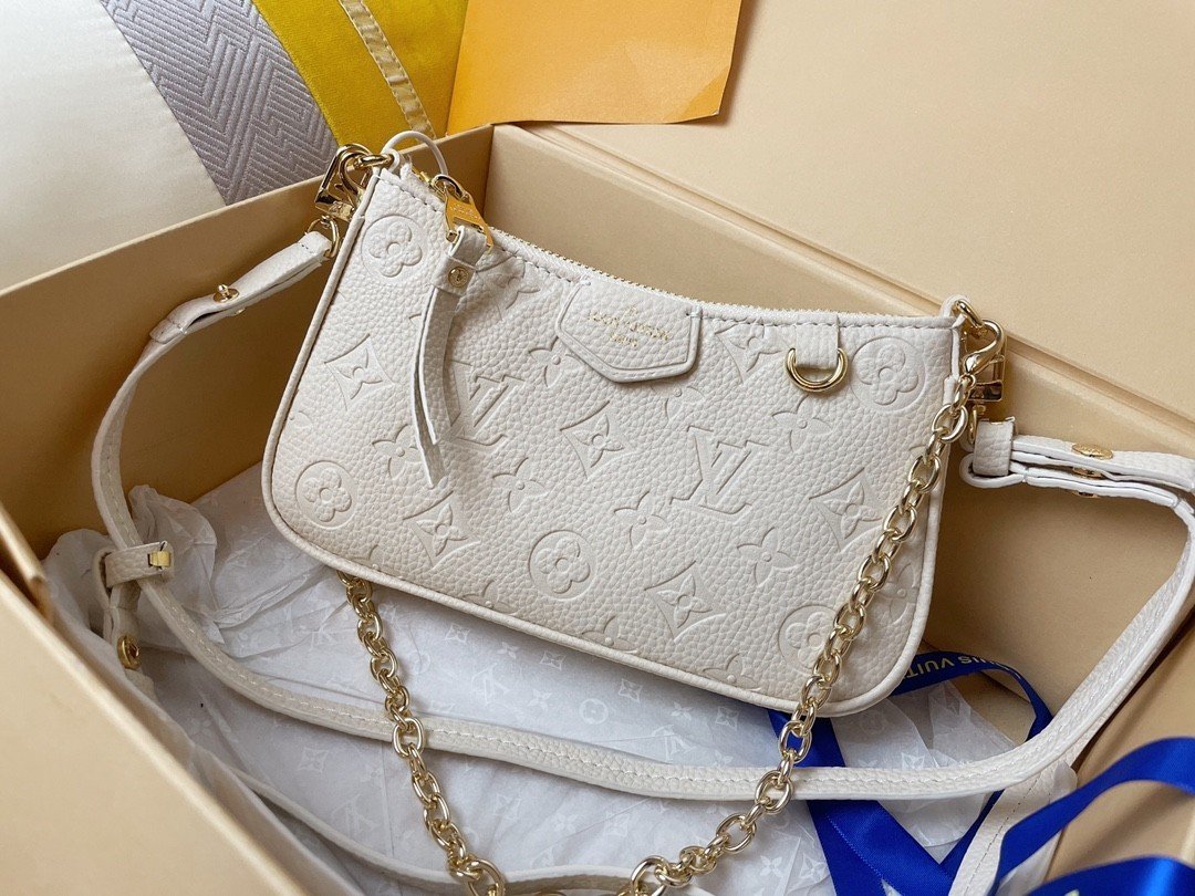 LV Easy Pouch On Strap M80349  Crème White 19 x 11.5 x 3 cm