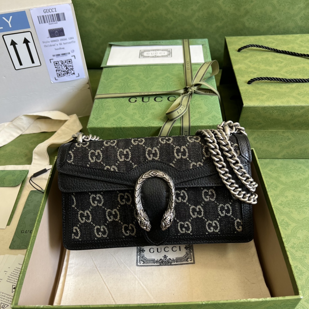 Gvc*1 dionysus small jacquard black and ivory denim 499623 - 25x13.5x7cm