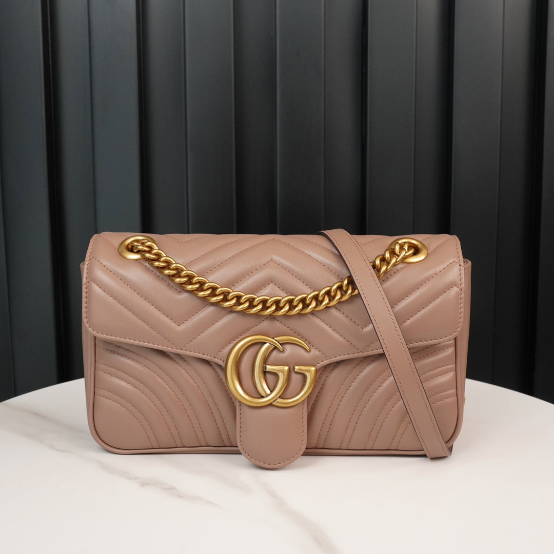 GG Marmont small matelassé shoulder bag Dusty pink 443497 – 26x15x7cm