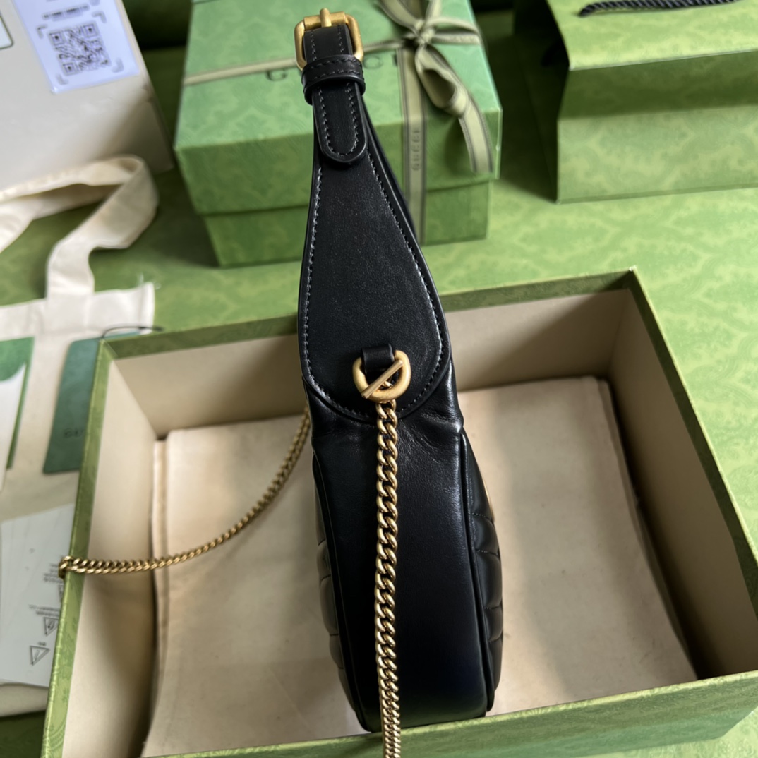 GG Marmont half-moon-shaped mini bag Black 699514  – 21.5 x 11 x 5cm