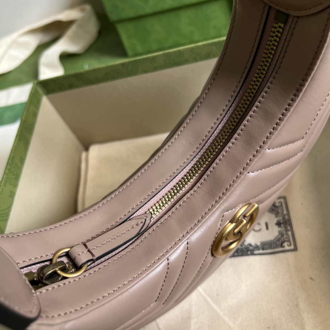 GG Marmont half-moon-shaped mini bag Milk tea color 699514 – 21.5 x 11 x 5cm