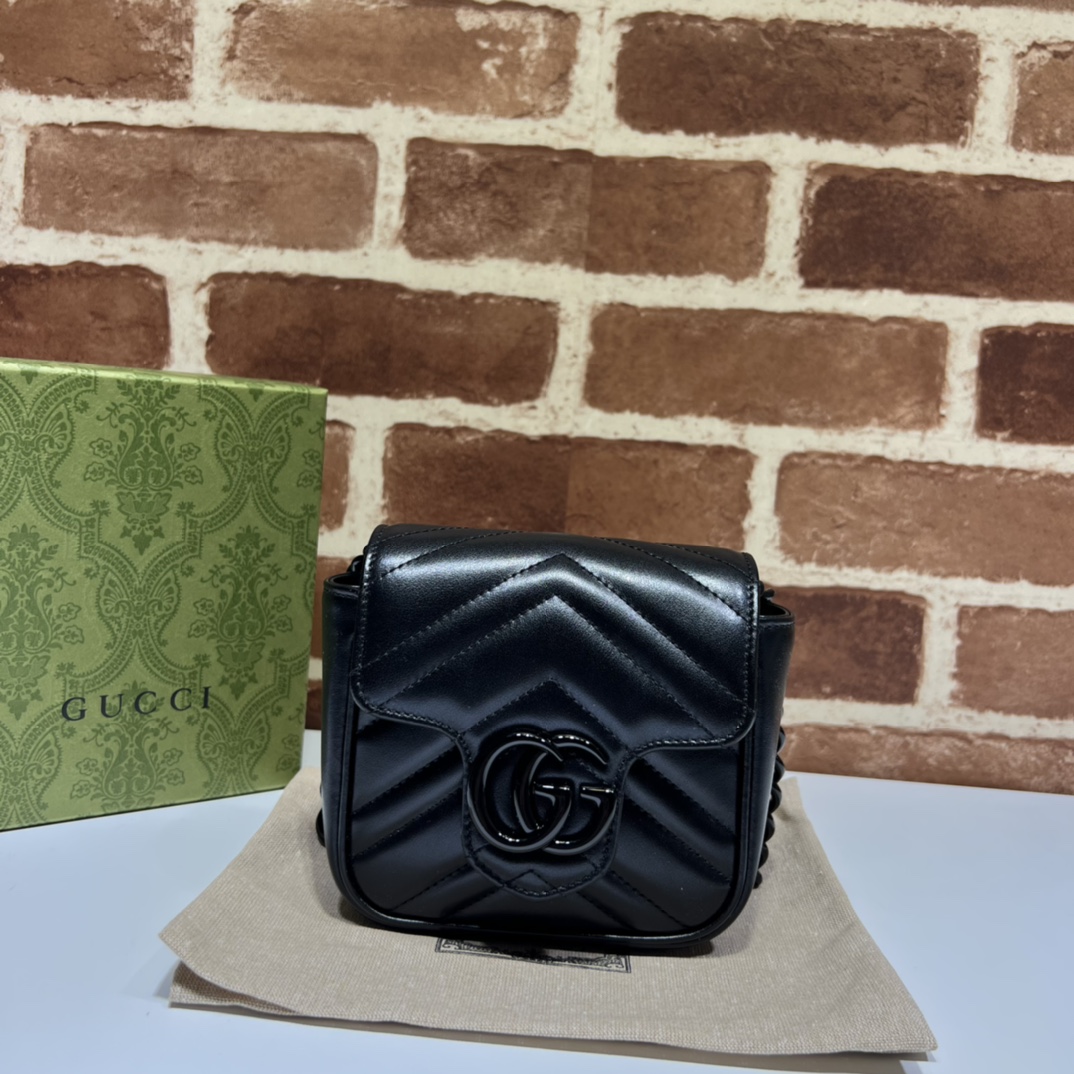 GG Marmont Mini belt bag Black 739599 - 12x12.5x7cm