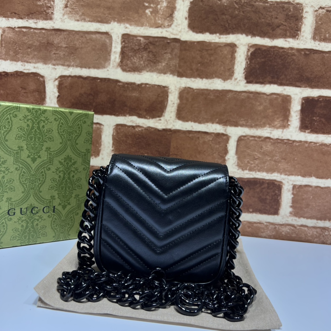 GG Marmont Mini belt bag Black 739599 - 12x12.5x7cm