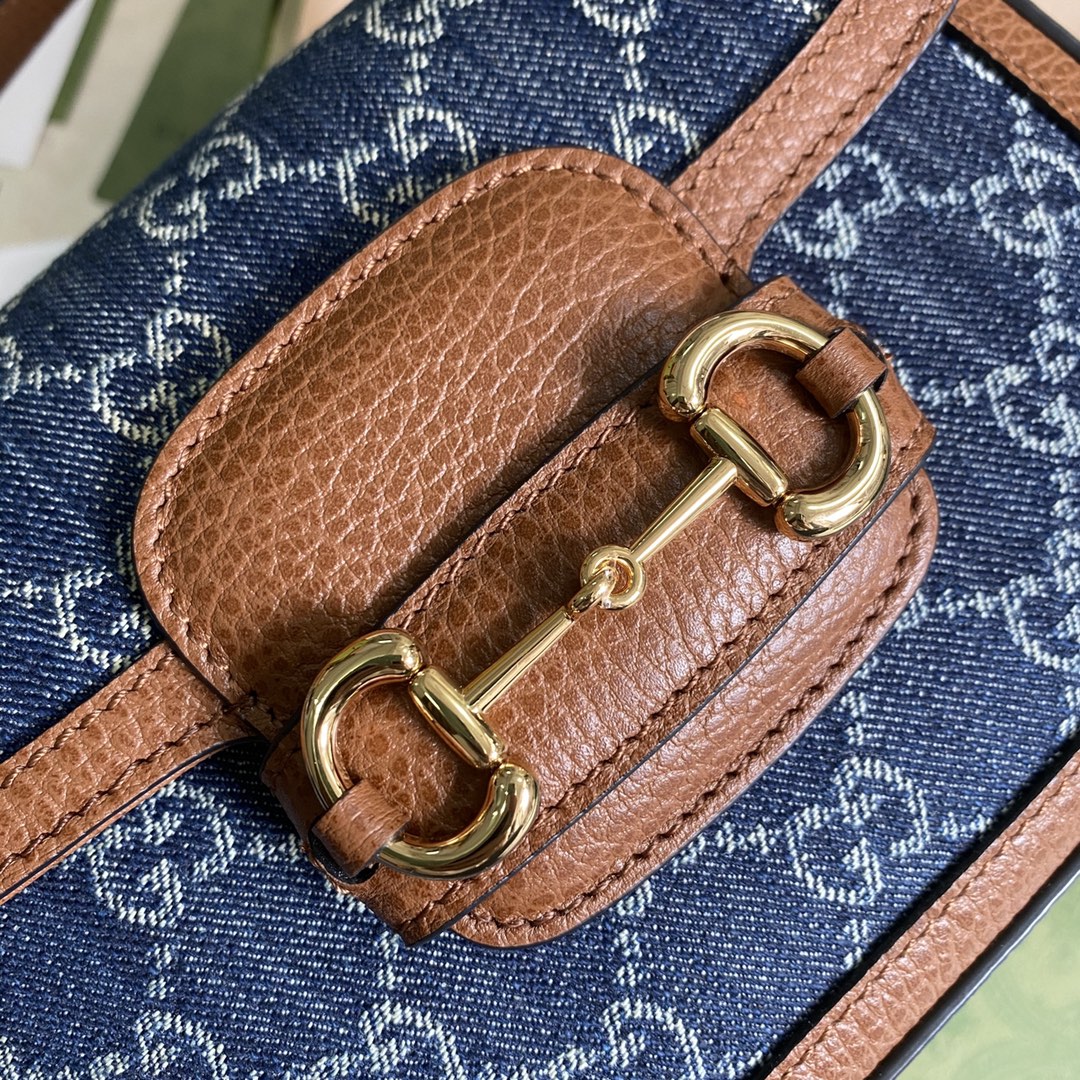 Gvc*1 horsebit 1955 mini bag blue denim ‎658574 - 20.5x14.5x5cm
