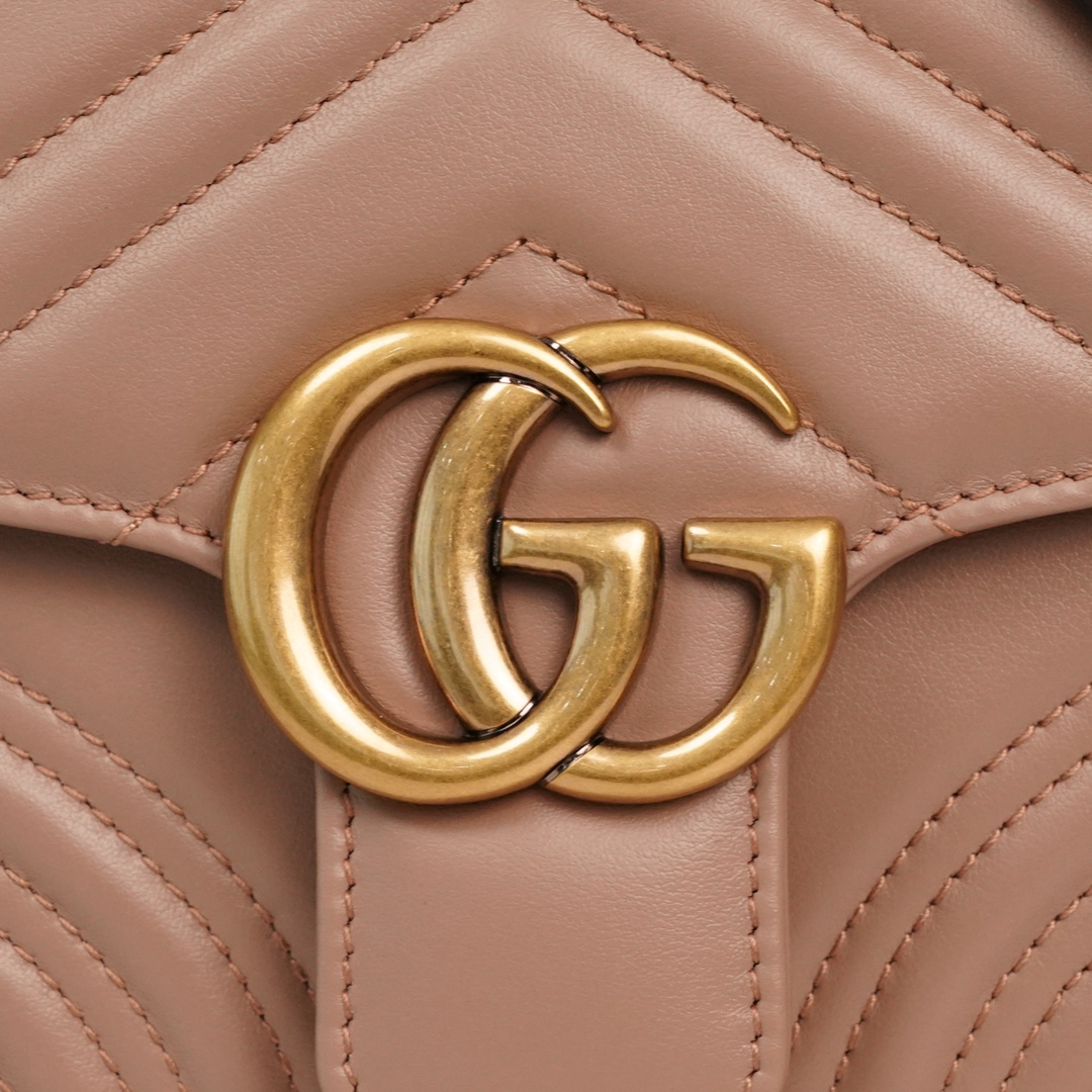 GG Marmont Matelassé mini top handle bag Rose beige 547260 - 21x 15.5 x 8cm