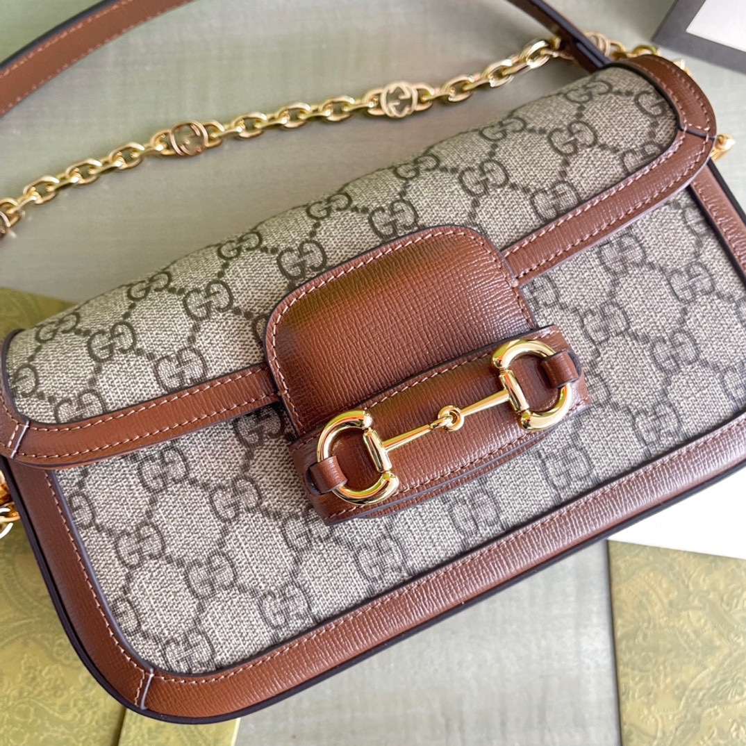 Gvc*1 horsebit 1955 small beige ebony gg svp*me canvas 735178 -  24×13×6 cm