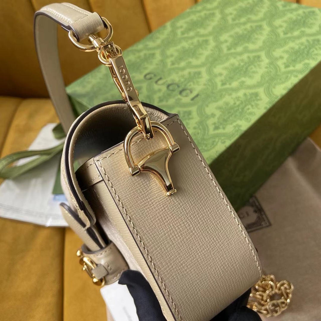 Gvc*1 horsebit 1955 small light beige gg svp*me canvas 735178 - 24×13×6 cm