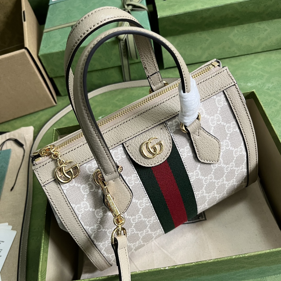 Gvc*1 ophidia small gg tote bag beige/white 547551 - 24 x 20.5 x 10.5cm