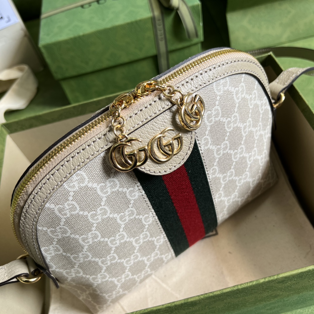 Gvc*1 ophidia small gg shoulder bag oatmeal leather 499621  - 23x19x8cm