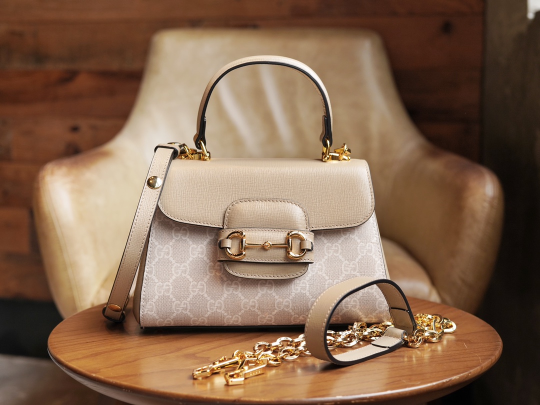 Gvc*1 horsebit 1955 small bag white beige 703848 - 22x16x10.5cm