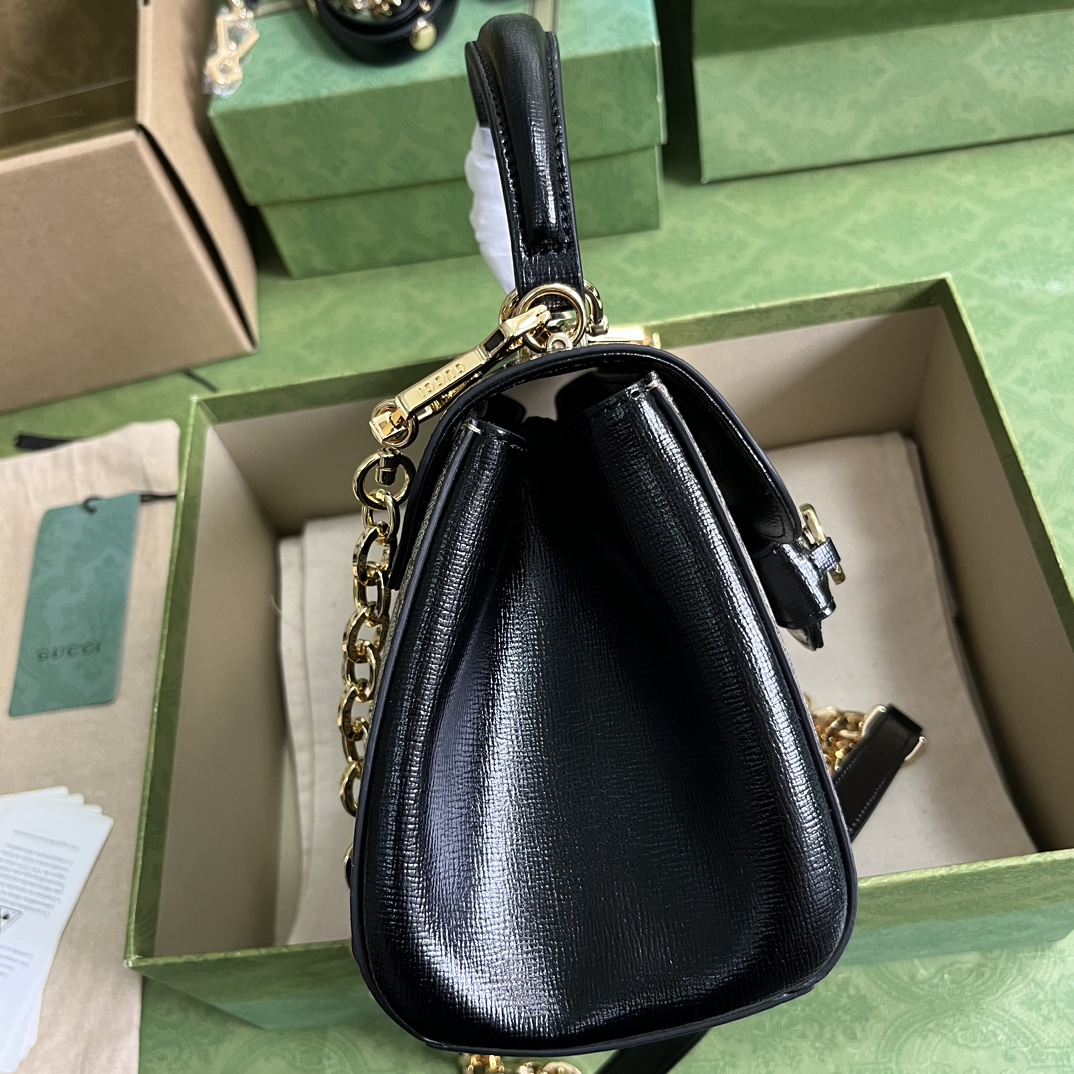 Gvc*1 horsebit 1955 small bag black grey 703848 - 22x16x10.5cm