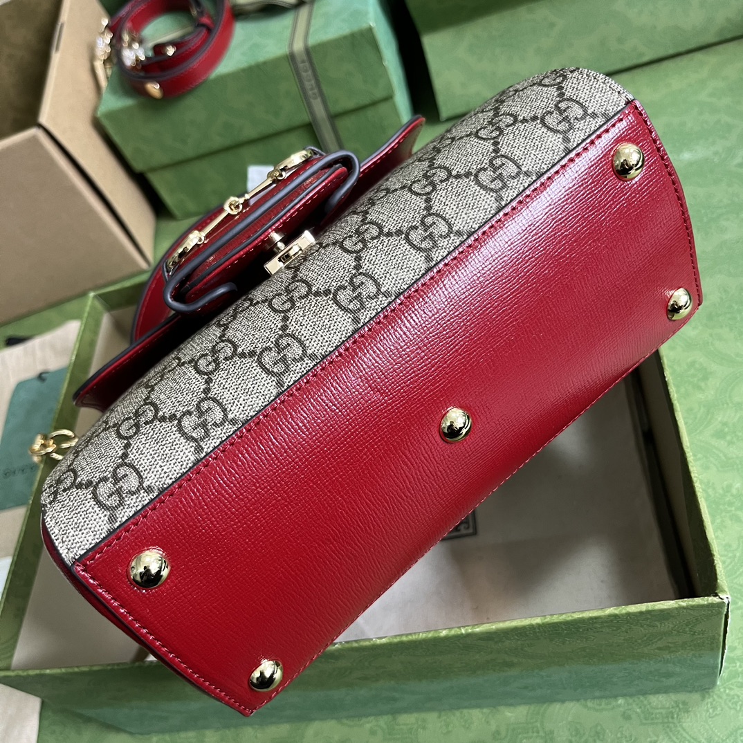 Gvc*1 horsebit 1955 small bag red grey 703848 - 22x16x10.5cm