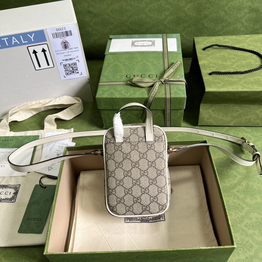 Gvc*1 ophidia mini bag 671682 white leather - 12x16x7cm
