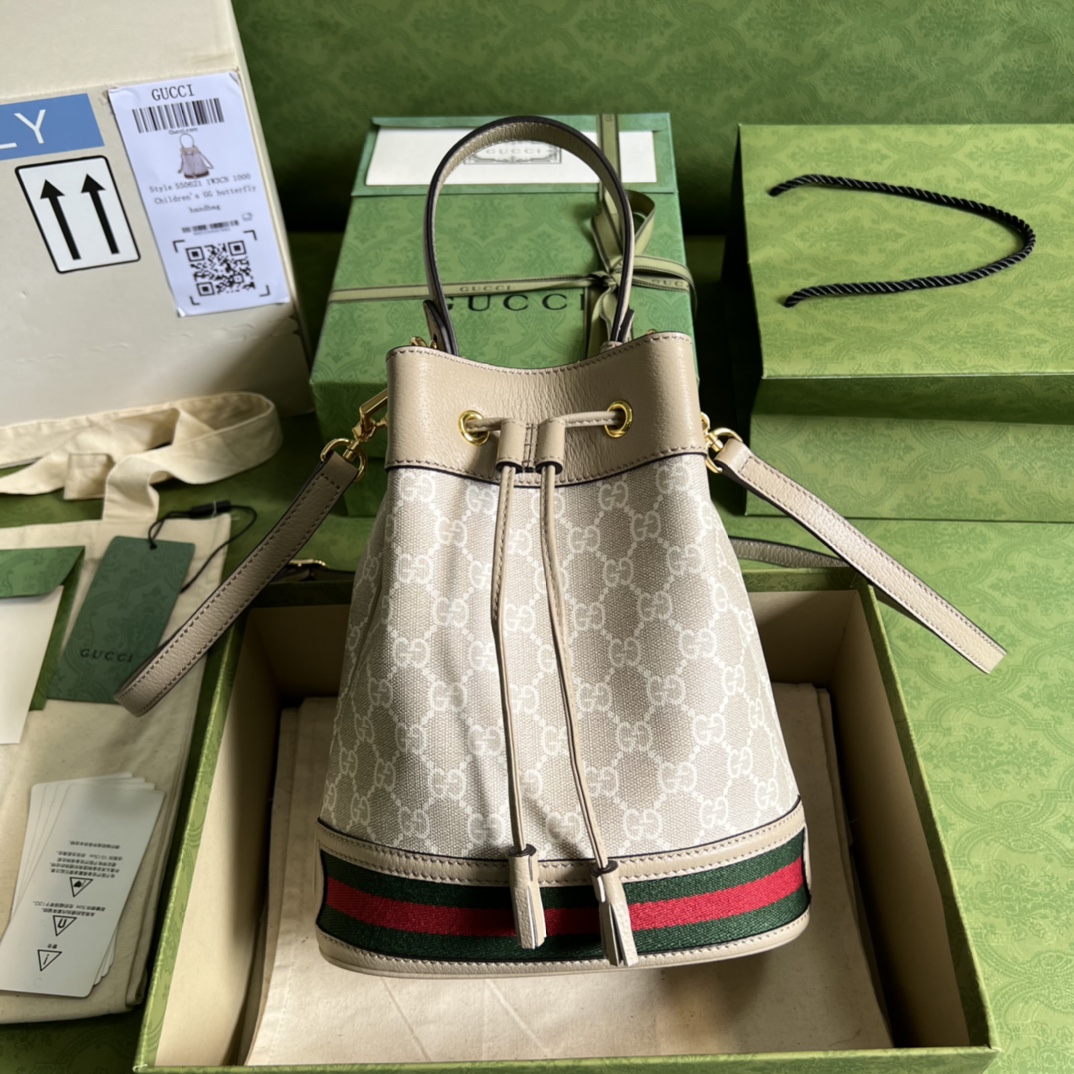 Gvc*1 ophidia small gg bucket bag oatmeal leather  550621 - 20.5 x 26 x 11cm