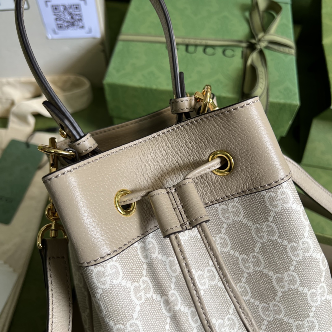 Gvc*1 ophidia small gg bucket bag oatmeal leather  550621 - 20.5 x 26 x 11cm