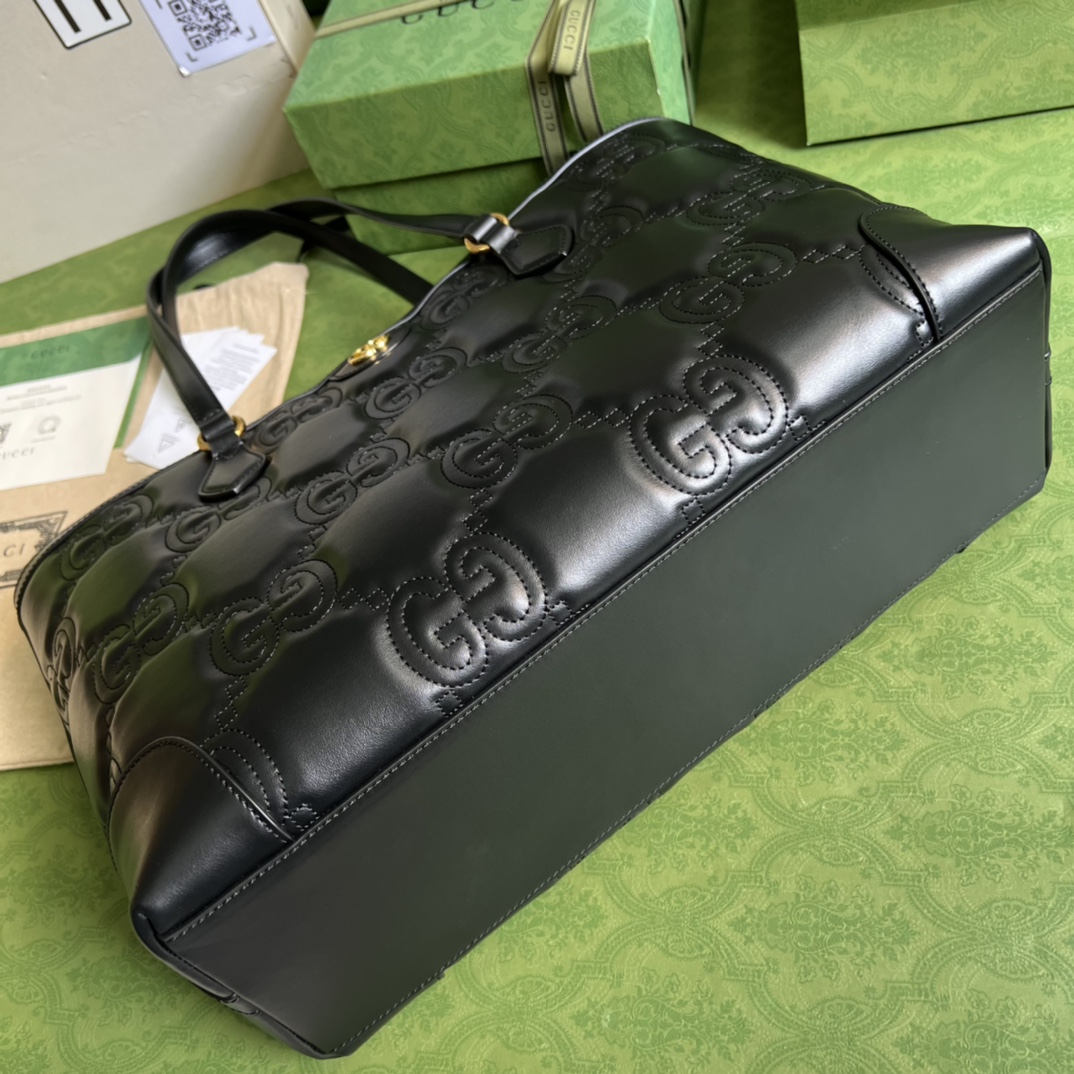 Gvc*1 ophidia gg matelassé medium tote black 631685 - 38 x 28 x 14cm