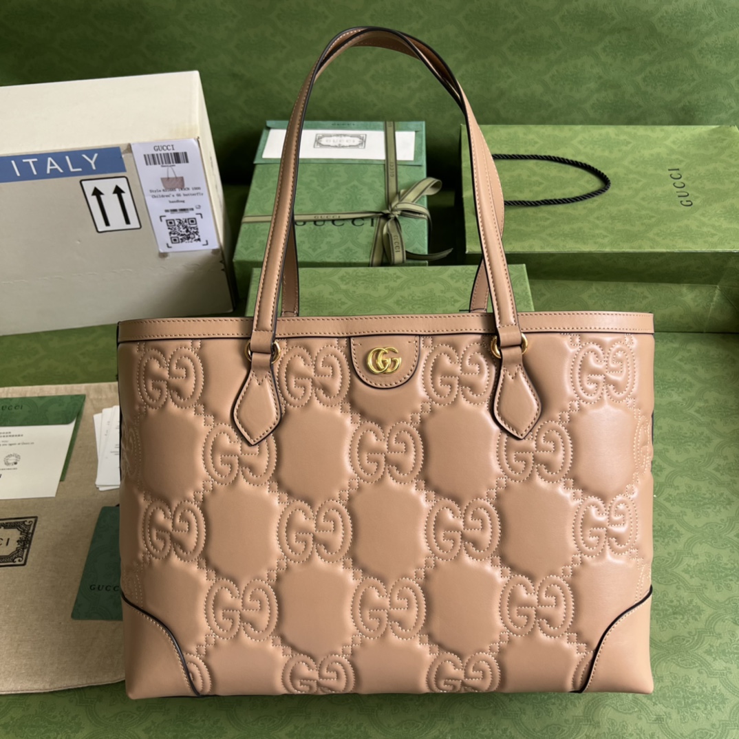 Gvc*1 ophidia gg matelassé medium tote dusty pink 631685 - 38 x 28 x 14cm