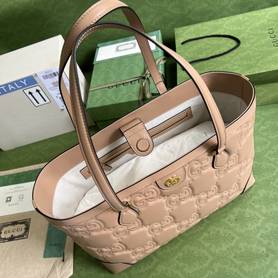 Gvc*1 ophidia gg matelassé medium tote dusty pink 631685 - 38 x 28 x 14cm