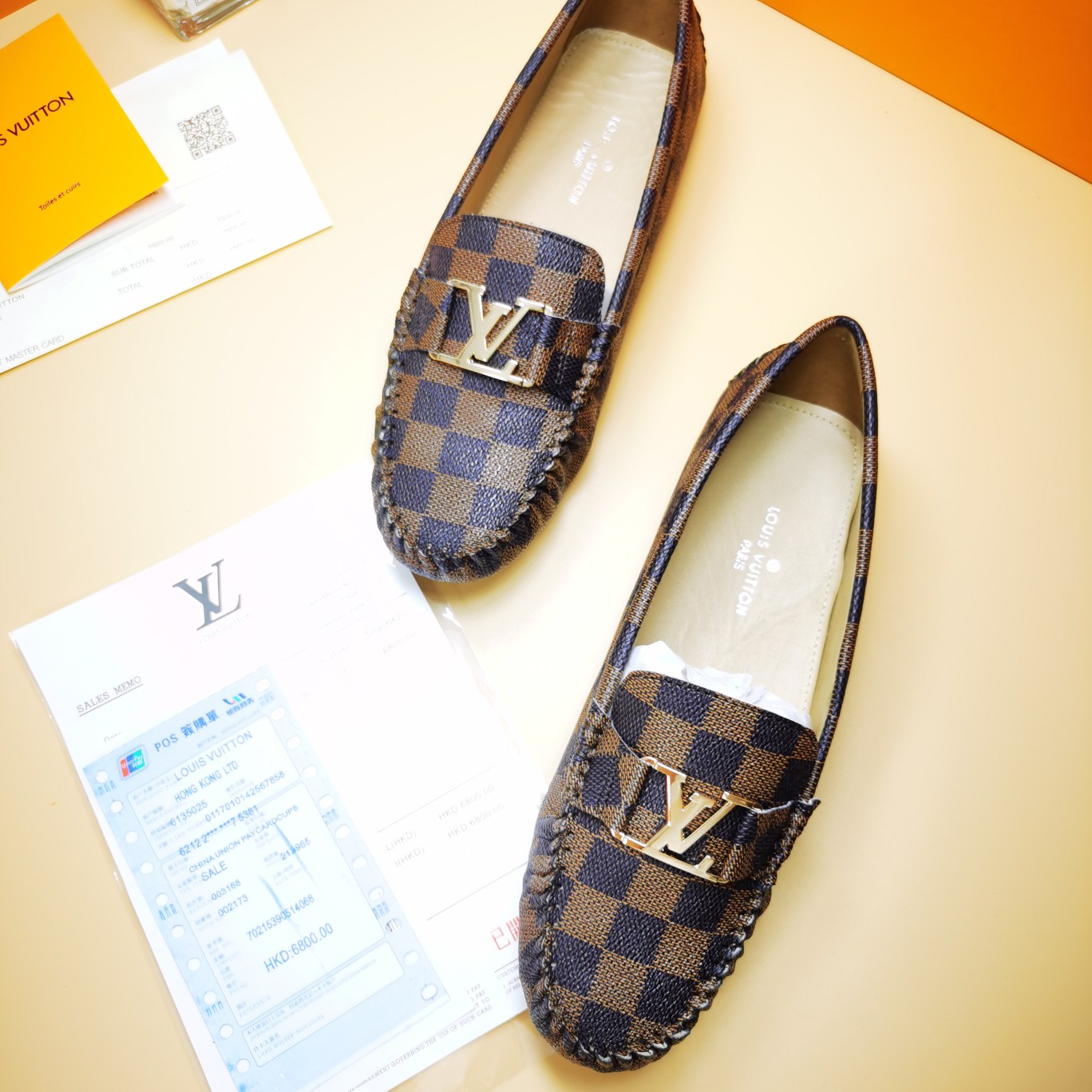 LV flat brown checkerboard shoe cawhide sheepskin 35-46